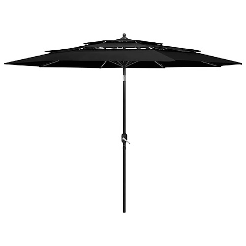 ComfortXL Parasol à 3 Niveaux Avec Mât En Aluminium Noir 3 M