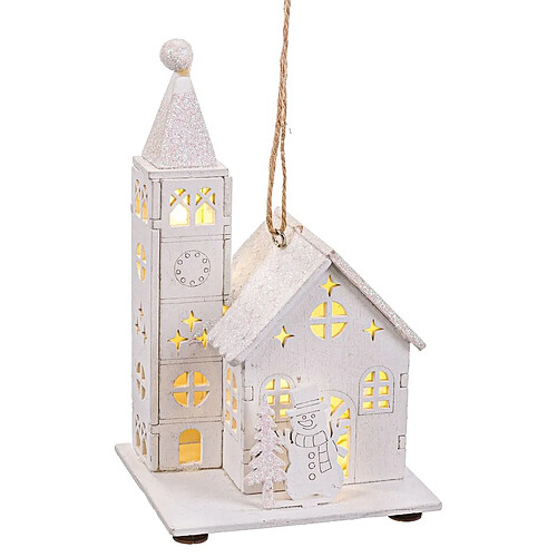 BigBuy Home Décorations de Noël Blanc Église 8,5 x 7,5 x 14,5 cm