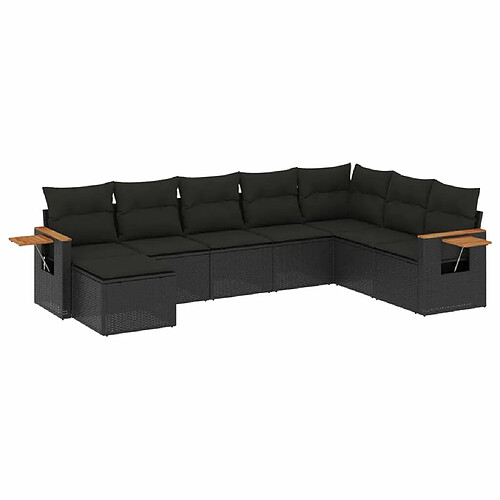 Maison Chic Salon de jardin 8 pcs avec coussins | Ensemble de Table et chaises | Mobilier d'Extérieur noir résine tressée -GKD37887