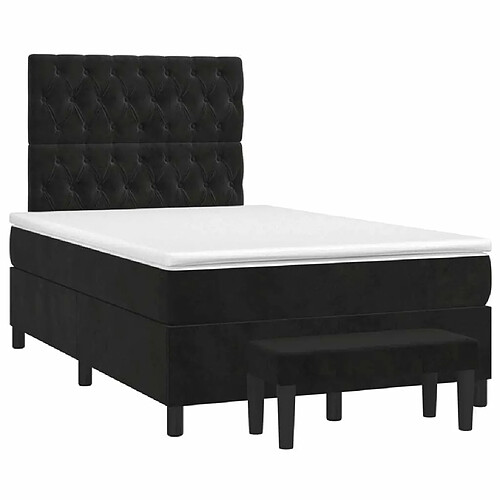 Maison Chic Lit adulte- Lit + matelas,Sommier à lattes de lit avec matelas noir 120x190 cm velours -GKD92824