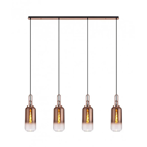 Luminaire Center Suspension 4 ampoules Cuivre