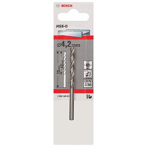 Foret à métaux HSS-G Standard,, DIN 338 Ø12.5mm Longueur 151mm BOSCH 2608585941