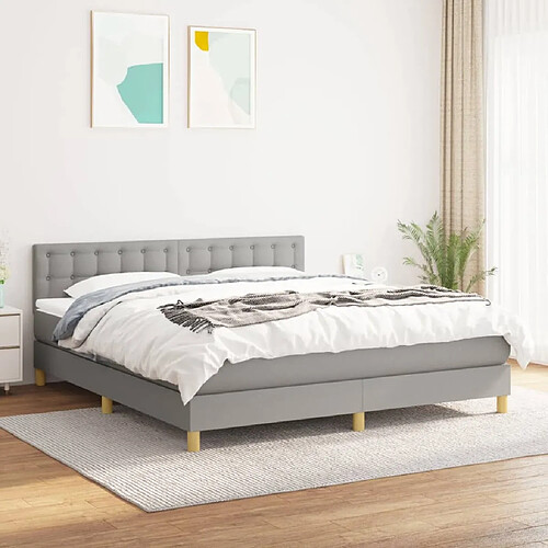 Maison Chic Lit Adulte - Lit simple Lit à sommier tapissier avec matelas moelleux - Meuble de Chambre - Gris clair 160x200cm Tissu -MN45015