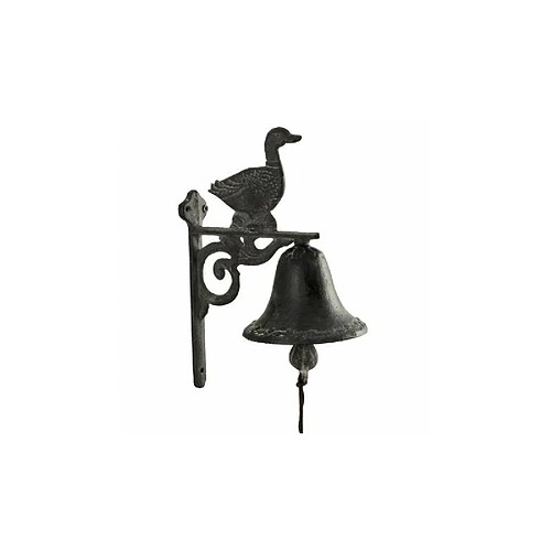 L'Héritier Du Temps Cloche Sonnette Carillon Clochette de Porte Murale sur Crédence Motif Canard en Fonte Patinée Grise 10,50x16x23cm