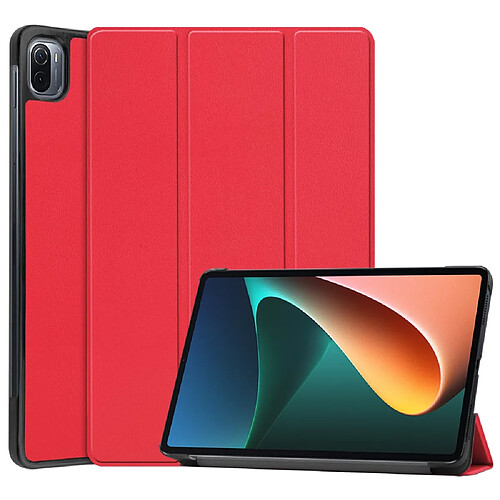 Etui en PU à trois volets avec support rouge pour votre Xiaomi Pad 5