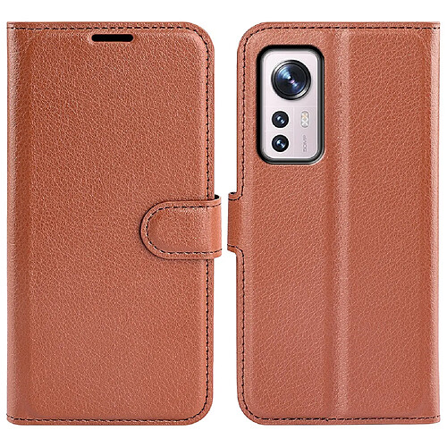 Etui en PU texture litchi marron pour votre Xiaomi 12/12X