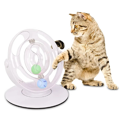 FLAMINGO Jouet électronique pour chat Dita Roue rotative Blanc