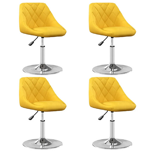 vidaXL Chaises pivotantes à manger lot de 4 jaune moutarde velours