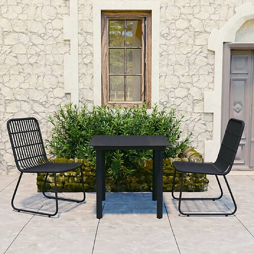 Ensemble salle à manger de jardin 3 pcs,Table et chaise à dîner d'extérieur Résine tressée et verre -MN21412