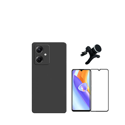 Kit de film en verre trempé de la couverture en 5D + boîtier en silicone liquide + porte-voiture renforcé Phonecare pour Xiaomi Redmi 13C 5G - le noir