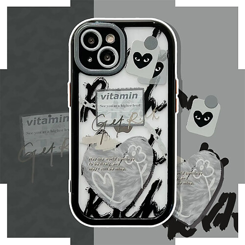 GUPBOO Étui pour iPhone13 Graffiti Amour Fleur Personnalité Téléphone Shell Perle Chaîne Doux