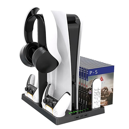 Riffi GameBox M1 Multi Dock Stand pour Play Station 5 contrôleurs casque à distance avec ventilateur de refroidissement noir