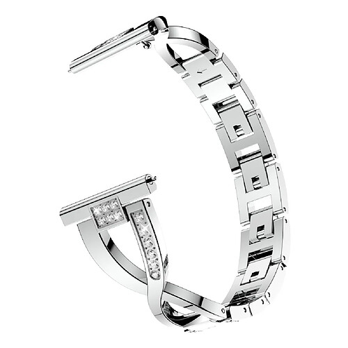 Bracelet en métal forme x décor strass alliage de zinc argent pour votre Samsung Galaxy Watch Active SM-R500