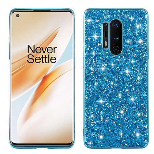 Coque en TPU paillettes scintillantes bleu pour votre OnePlus 8 Pro