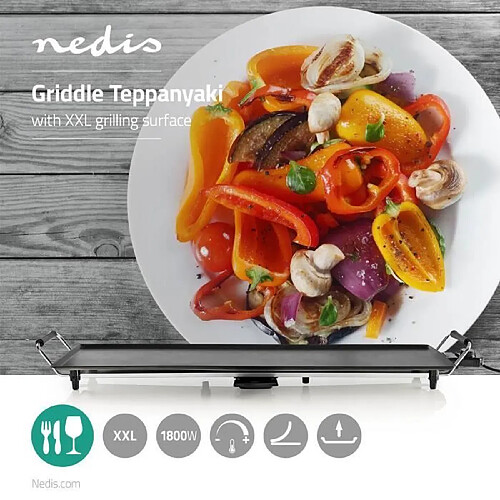 NEDIS Plancha Grill de table Electrique 1800W Anti adhésive Surface de cuisson (l x l): 90 x 23 cm Nombre de réglages de chaleur 5