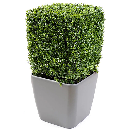 Pegane Plante artificielle haute gamme Spécial extérieur, Buis carré artificiel couleur vert - Dim : 50 x 32 x 32 cm