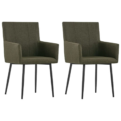 vidaXL Chaises à manger avec accoudoirs lot de 2 marron tissu