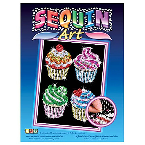 Sequin Art Blue Four Cupcakes Sparkling Arts and Crafts Picture Kit