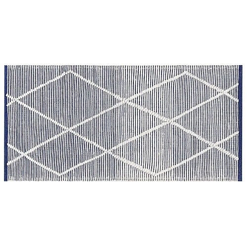 Beliani Tapis en coton bleu et blanc 80 x 150 cm SYNOPA