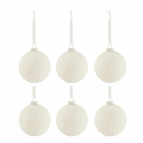 Paris Prix Lot de 6 Boules de Noël Enneigée 8cm Blanc