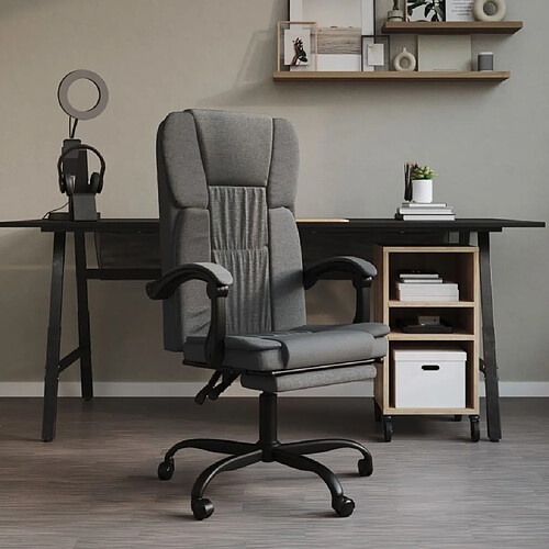 vidaXL Fauteuil inclinable de bureau Gris foncé Tissu