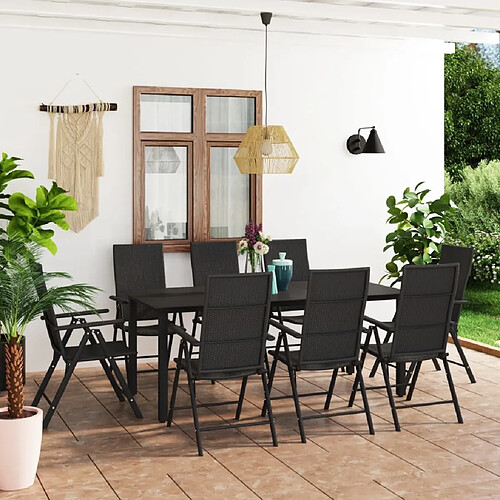 Salle à manger de jardin 9 pcs,Table et chaise à dîner Noir -MN13056