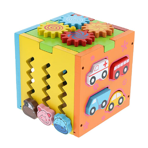 Jeu de Engrenages Rotatif Puzzle en Bois Bloc Géométriques Couleurs et Formes pour Enfants Montessori Jouets Éducatif