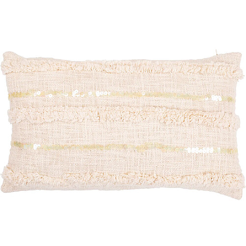 ICONIK INTERIOR Coussin rectangulaire design boho Bali en coton, coussin + rembourrage - Cassandra Blanc