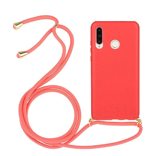 Coque en TPU la paille de blé avec dragonne rouge pour votre Huawei P30 Lite