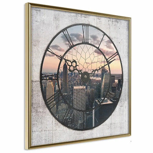 Paris Prix Affiche Murale Encadrée City Clock 30 x 30 cm Or