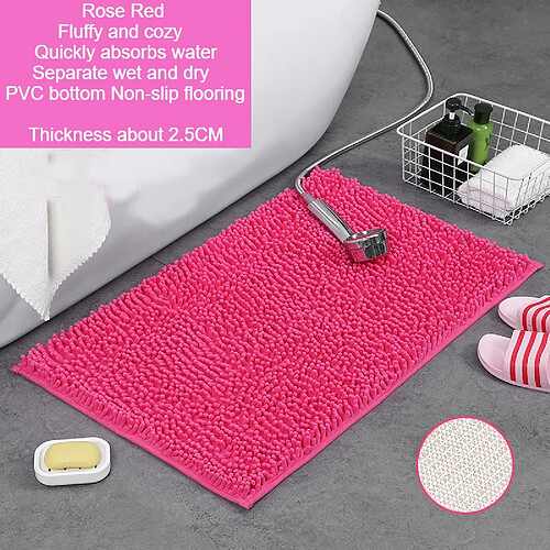 LUUCOZK Tapis de bain antidérapants, absorbants, à séchage rapide, décoration de salle de bain, AA8775, Rose rouge-40X60CM