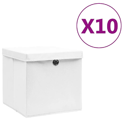 Maison Chic Lot de 10 Boîtes de rangement,Boîtes de stockage avec couvercles 28x28x28 cm Blanc -MN781493