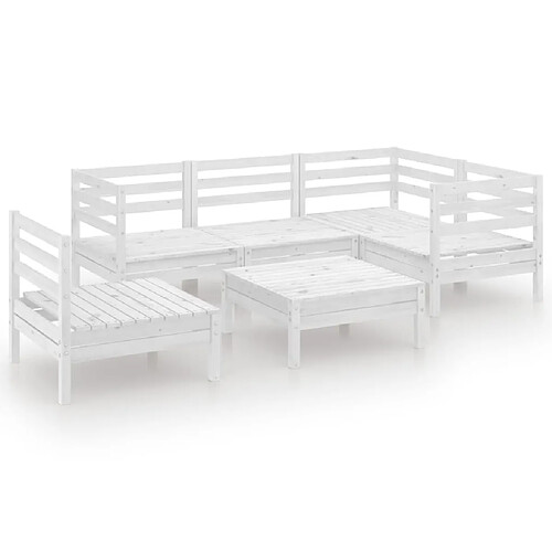 Maison Chic Salon de jardin 6 pcs - Table et chaises d'extérieur - Mobilier/Meubles de jardin Moderne Bois de pin massif Blanc -MN68870