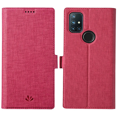 Vili Etui en PU + TPU avec support et porte-cartes rose pour votre OnePlus Nord N10 5G