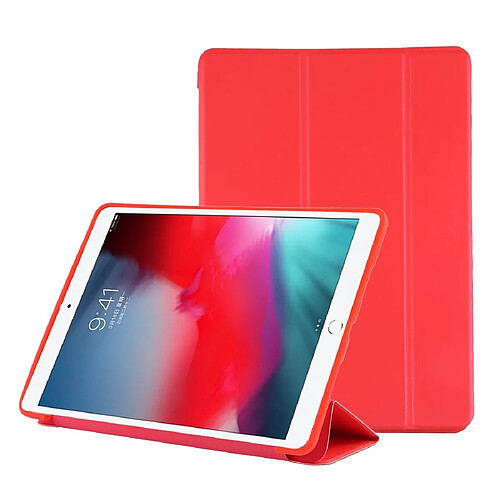 Wewoo Housse Étui Coque Boîtier de fond en plastique PU Déformation pliable cuir à gauche et à droite avec support à trois volets et Smart Sleep pour iPad Air3 2019 Rouge