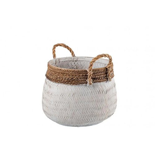 Dansmamaison Panier + Anse Boule Bambou + Corde Blanc Small