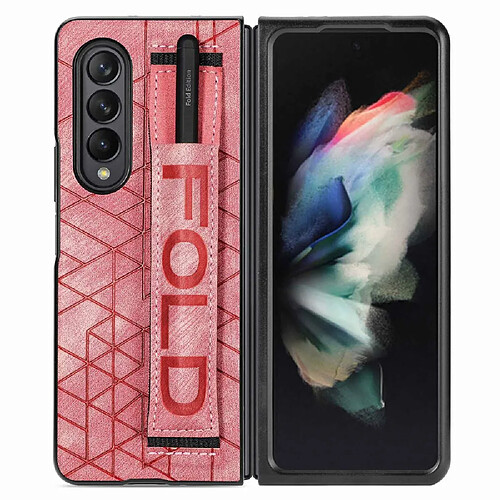 Coque en TPU + PU anti-rayures avec porte-stylo élastique pour votre Samsung Galaxy Z Fold3 5G - rose