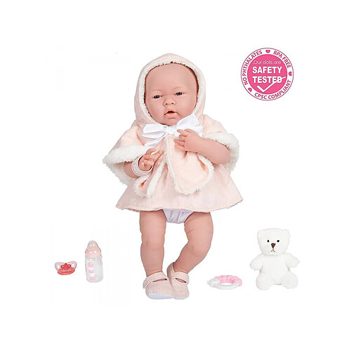 Berenguer - All-Vinyl La Newborn Doll in Pink Coat and Outift. REAL GIRL!