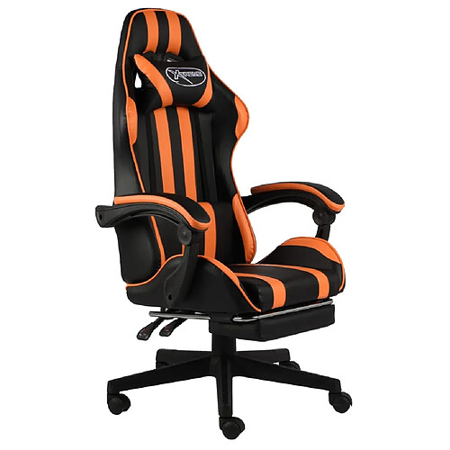 vidaXL Fauteuil de jeux vidéo et repose-pied Noir et orange Similicuir