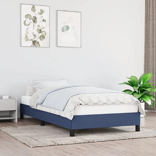 vidaXL Cadre de lit sans matelas bleu 90x200 cm tissu