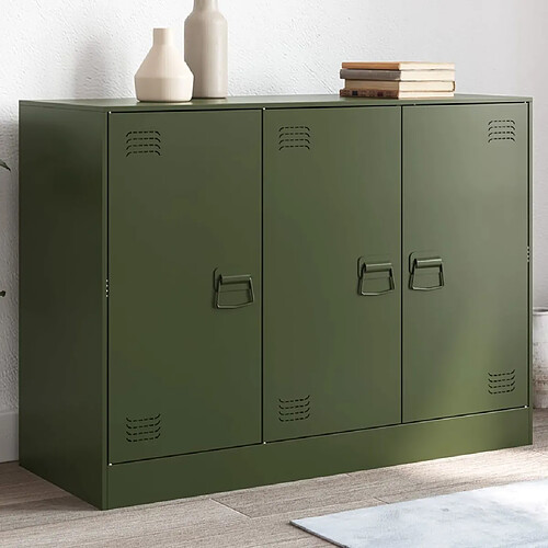 vidaXL Buffet vert olive 99x39x73 cm acier