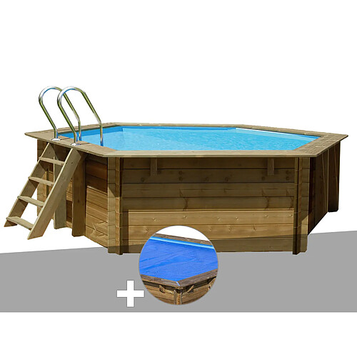 Kit piscine bois Gré Vanille 2 Ø 4,00 x 1,19 m + Bâche à bulles