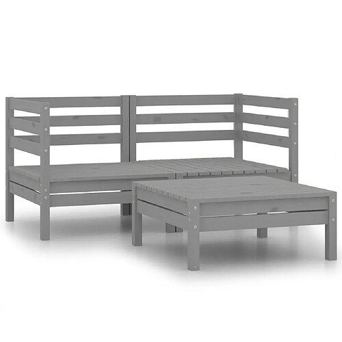 Maison Chic Salon de jardin 3 pcs - Table et chaises d'extérieur - Mobilier/Meubles de jardin Moderne Gris Bois de pin massif -MN22259