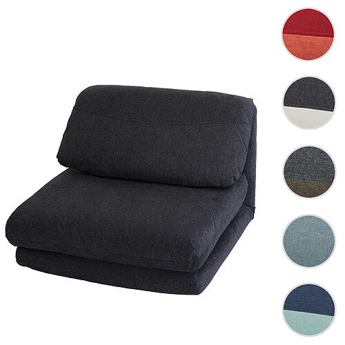 Mendler Fauteuil-lit HWC-E68, Canapé-lit Fauteuil fonctionnel Fauteuil pliant Fauteuil relax, tissu/textile ~ gris foncé