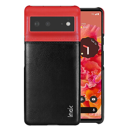 Coque en TPU + PU IMAK bicolore, anti-rayures, slim, rouge/noir pour votre Google Pixel 6