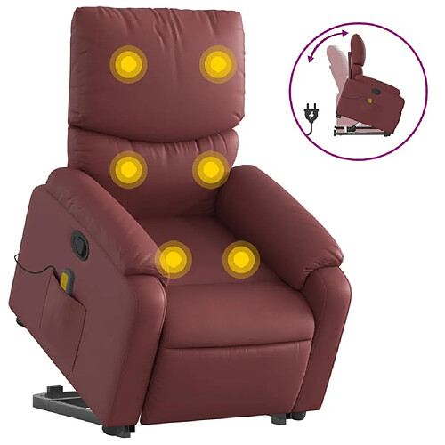 Maison Chic Fauteuil Relax pour salon, Fauteuil inclinable de massage Rouge bordeaux Similicuir -GKD34622