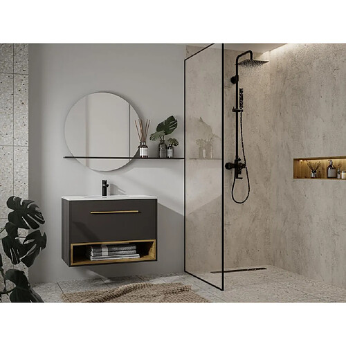 Vente-Unique Meuble sous vasque suspendu anthracite - 120 cm - YANGRA