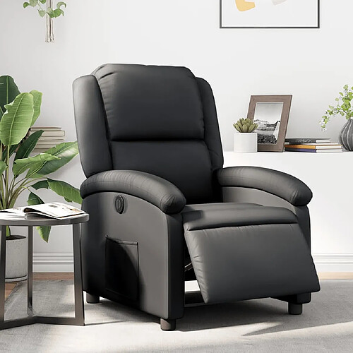 vidaXL Fauteuil inclinable électrique noir cuir véritable