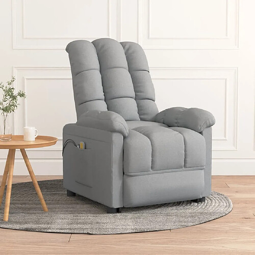 vidaXL Fauteuil électrique de massage Gris clair Tissu