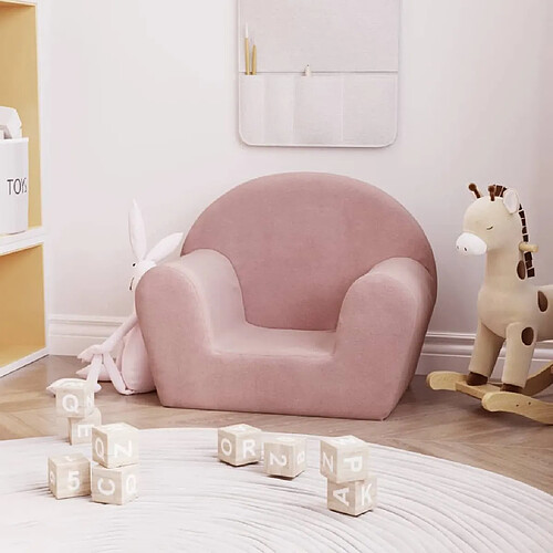 vidaXL Canapé pour enfants rose peluche douce